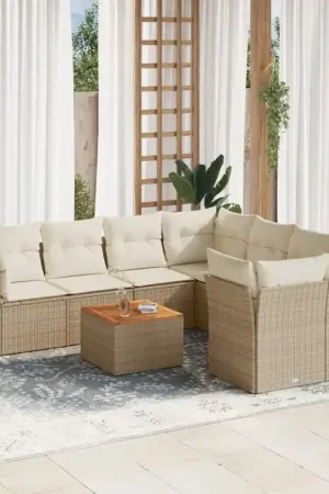 Prezzo Basso Set Divano da Giardino 9 pz con Cuscini Beige in Polyrattan 3255862