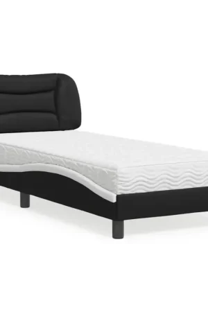 Letto con Materasso Hvar Nero e Bianco 90x200 cm in Similpelle 3208701 Subito Disponibile