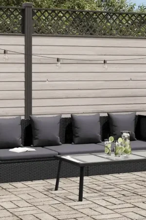 Sconto Lettino da Giardino con Cuscini in Polyrattan Nero 46087