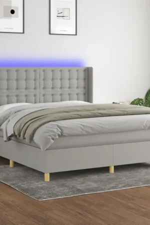 Direttamente Dal Produttore Letto a Molle Materasso e LED Grigio Chiaro 180x200 cm Tessuto 3139213