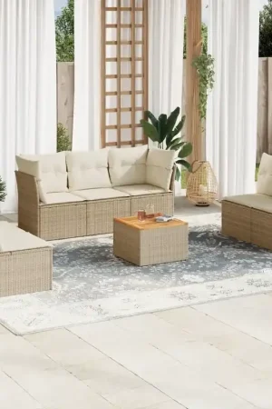 Bestseller Set Divano da Giardino 8 pz con Cuscini Beige in Polyrattan 3255897