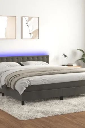 Occasione Letto a Molle con Materasso e LED Grigio Scuro 160x200 cm 3134652
