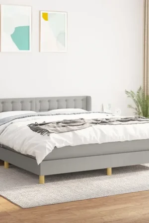 Economico Giroletto a Molle con Materasso Grigio Chiaro180x200 cm Tessuto 3130609