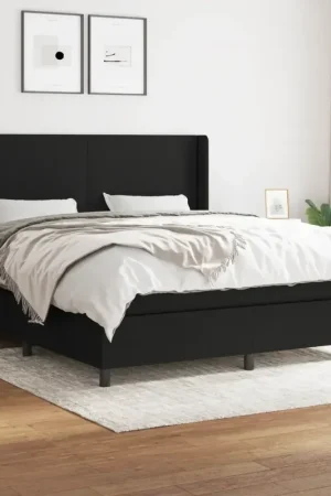 Quantità Limitata Giroletto a Molle con Materasso Nero 180x200 cm in Tessuto 3131291