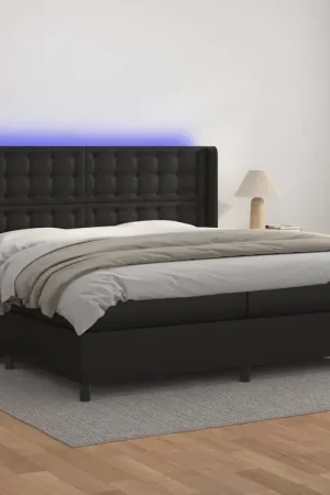 Direttamente Dal Produttore Giroletto a Molle con Materasso e LED Nero 200x200cm Similpelle 3139403