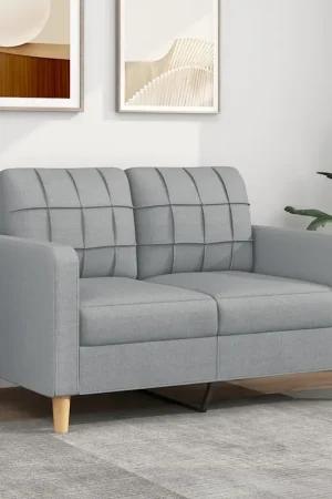 Sconto Divano a 2 Posti Grigio Chiaro 120 cm in Tessuto 359083