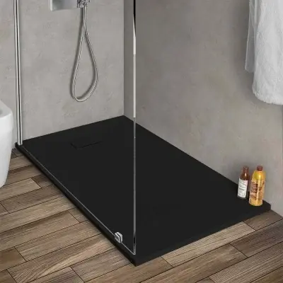 Piatto doccia 70x120 in resina nero effetto pietra riducibile Agorà Promozione