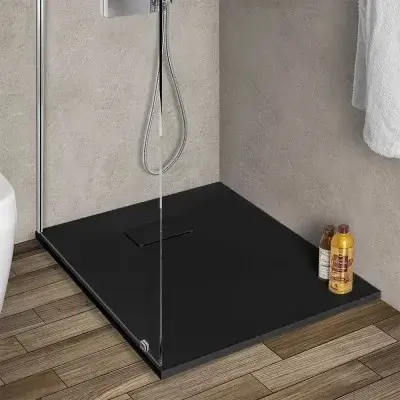 Piatto doccia 80x100 in resina nero effetto pietra riducibile Agorà Ultimissimo Modello