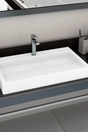 Prezzo Ridotto Lavandino 80x46x11 cm Blocco in Marmo/Minerale Bianco 144065