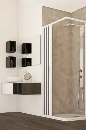 Box doccia apertura centrale a pacchetto pvc bianco h.185cm MITE 80-60x100-80cm Subito Disponibile