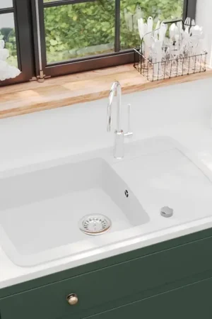 Compra Adesso Lavello da Cucina in Granito Vasca Singola Bianco 144853