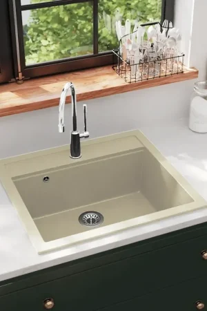 Prezzo Conveniente Lavello da Cucina in Granito Vasca Singola Beige 144862