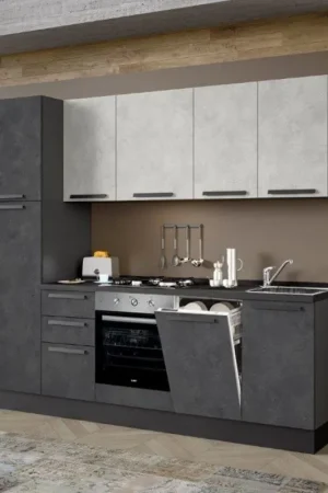 Acquista Ora Cucina lineare moderna elettrodomestici inclusi Licola 255 iron e spatolato