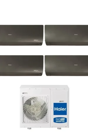 Acquista Ora Climatizzatore Condizionatore Haier Quadri Split Inverter serie FLEXIS PLUS BLACK 7+7+9+18 con 4U75S2SR3FA R-32 Wi-Fi Integrato Colore Nero 7000+7000+9000+18000