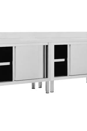 Vendita Finale Tavoli da Lavoro Ante Scorrevoli 2 pz 200x50x(95-97) cm Acciaio 3055902