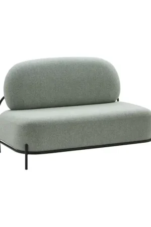 1 divanetto moderno imbottito tessuto verde base metallo nero 128x72x79 - Mobili 2G Soddisfatti O Rimborsati