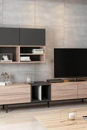 (3c) Parete attrezzata Diany 195 rovere antracite EFFEZ Occasione Imperdibile