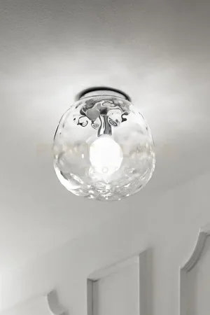 Sconto Plafoniera vetro trasparente e cromo lucido Skin 1 luce attacco E27 d.30cm