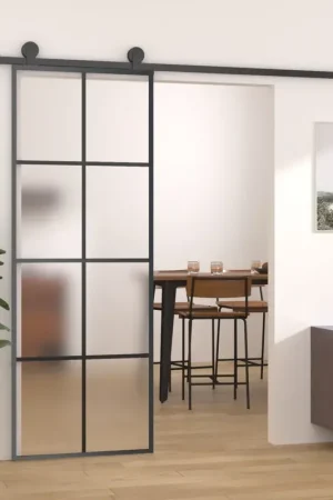 A Buon Prezzo Porta Scorrevole con Ferramenta 76x205cm Vetro ESG Alluminio 3152140