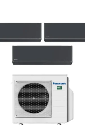 Acquista Ora Climatizzatore Condizionatore Panasonic Trial Split Inverter Serie Etherea Dark 9+12+12 con CU-3Z68TBE R-32 Wi-Fi Integrato Colore Grigio Grafite 9000+12000+12000