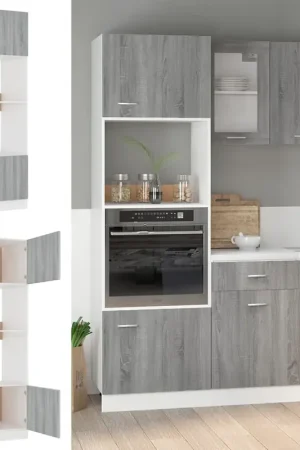 Acquista Ora Armadio Microonde “Lyon” Grigio Sonoma 60x57x207 cm