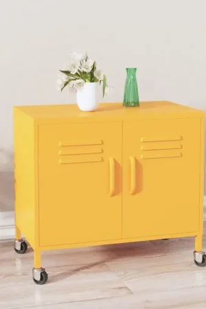 Armadietto Giallo Senape 60x35x56 cm in Acciaio 336263 Offerta Speciale