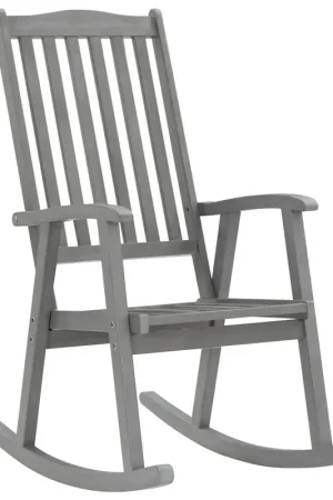 A Buon Prezzo 3064217 Rocking Chair with Cushions Grey Solid Acacia Wood (311845+47540) 3064217