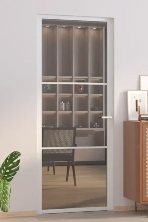 Acquista Ora Porta Interna 83x201,5 cm Bianca in Vetro ESG e Alluminio 350585