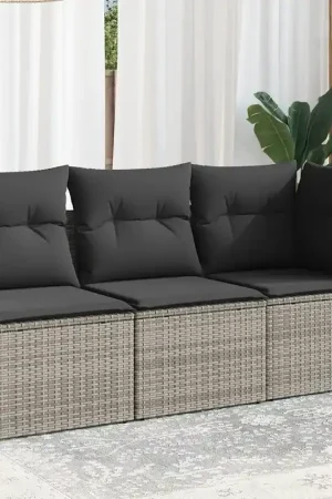 A Buon Prezzo Divano da Giardino con Cuscini 3 Posti Grigio in Polyrattan 366138