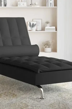 A Buon Prezzo Chaise Longue Massaggi con Capezzale Nero in Tessuto 379445