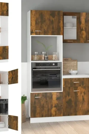 Armadio per Microonde “Lyon” Rovere Fumo 60x57x207cm 815603 Saldi