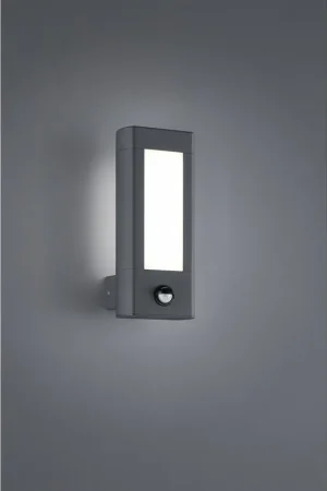 Nuovo Arrivo Applique Da Esterno Rhine Led IP54 Antracite Con Sensore Di Movimento H28 cm Trio Lighting