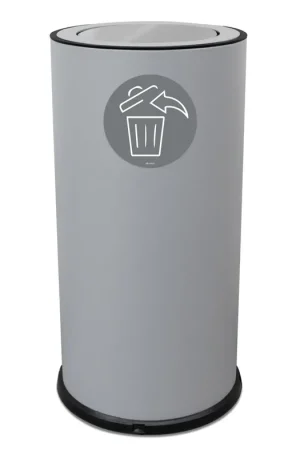 Vendita Finale Pattumiera Per Raccolta Differenziata Ø35xh72 cm In Acciaio Verniciato con Coperchio Basculante Grigio