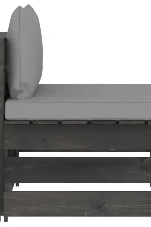 A Buon Prezzo Divano Centrale Modulare con Cuscini in Legno Impregnato Grigio 3068121