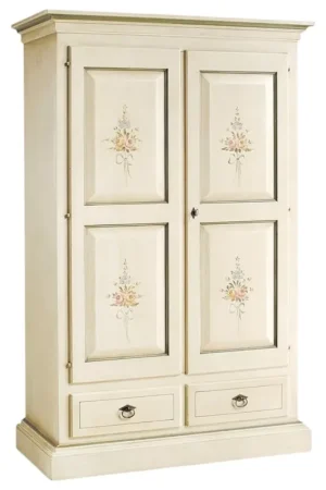 Affare Armadio 2 porte in legno shabby bianco patinato/verde 125x61x200 - Mobili 2G
