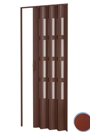 Acquista Ora Porta a soffietto da interno in kit con vetri in PVC Mogano 82x220 cm mod. Sonia