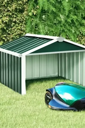 Capanno per Robot Tosaerba 92x97x63 cm Acciaio Zincato Verde 150907 Esclusivo
