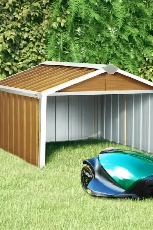 Capanno per Robot Tosaerba 92x97x63 cm Acciaio Zincato Marrone 150910 Professionale