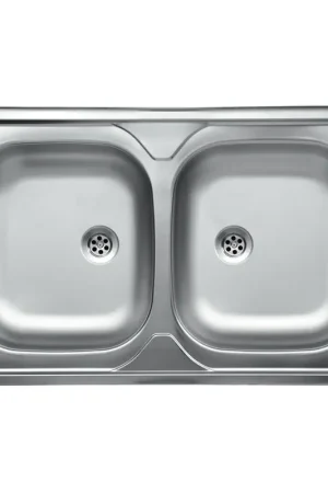 Ultimissimo Modello Lavello da cucina due vasche in acciaio inox da appoggio 50x80 cm EFFEZ