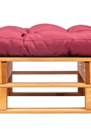 A Buon Prezzo Divano da Giardino a Pallet e Cuscino Rosso Legno Marrone ambra 277442