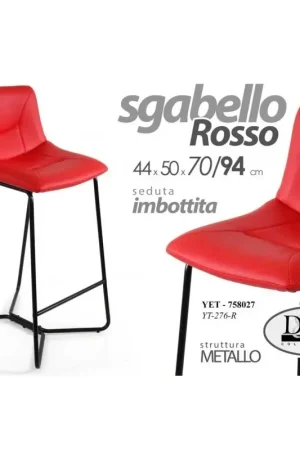2x Sgabello bar rosso design penisola ecopelle cm 44 x 50 x 70 h Promo Stagionale