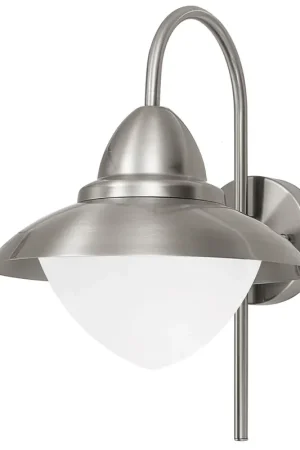 Applique Esterno Contemporanea Sidney Acciaio Argento Vetro Bianco E27 Ultima Occasione
